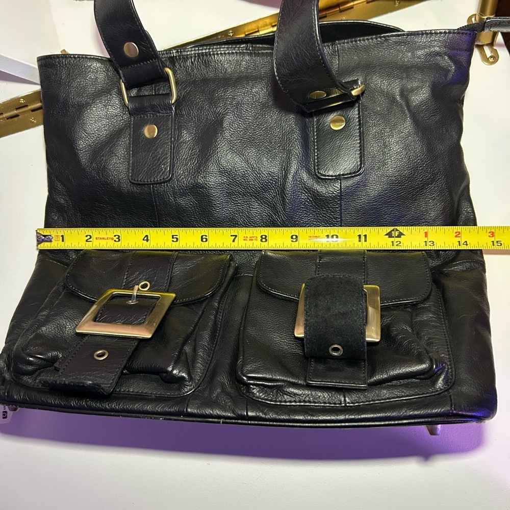 Chocolat Blu Black Shoulder Bag with Gold Accents - Picture 9 of 12